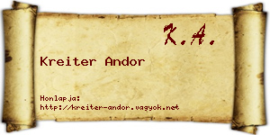 Kreiter Andor névjegykártya